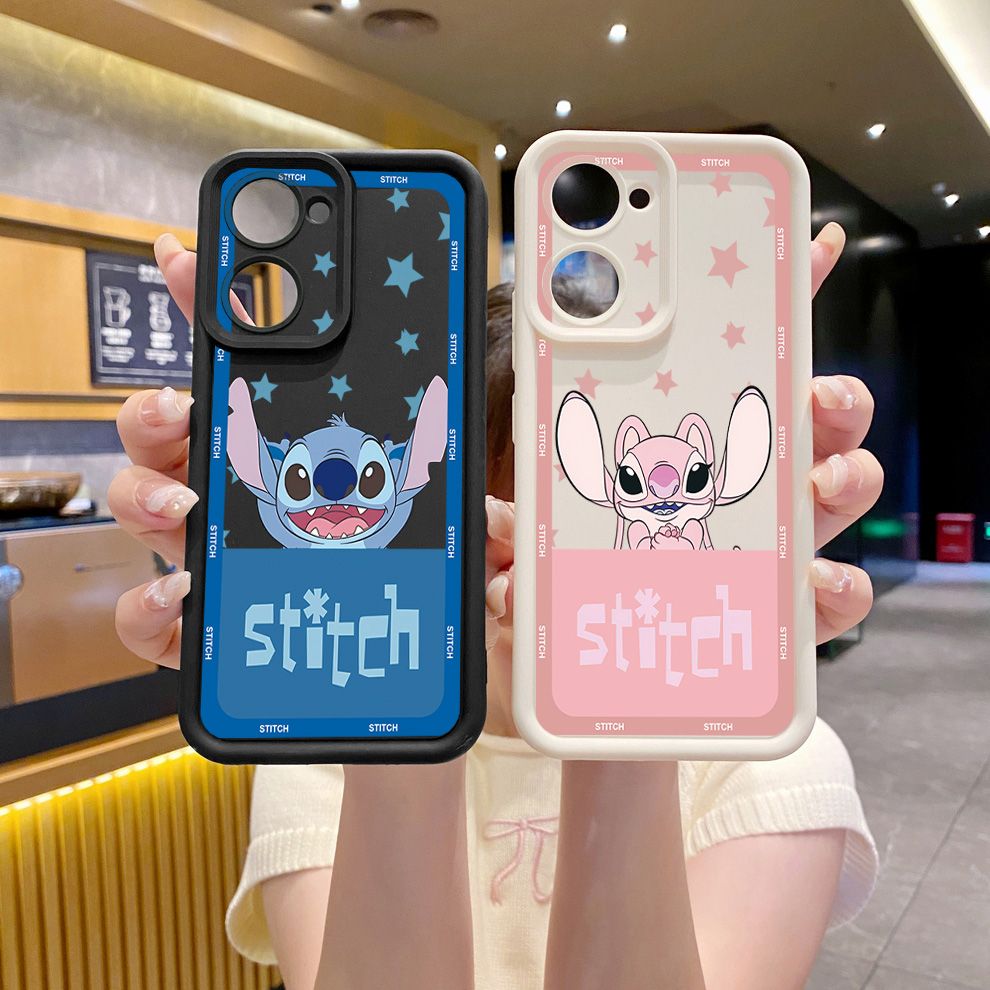 for VIVO Y17S Y27 T1X Y02S Y21S Y02 Y33S Y12S Y18 Y38 Lovely Couple Stitch Full Protective Phone Case Anti Drop Cover