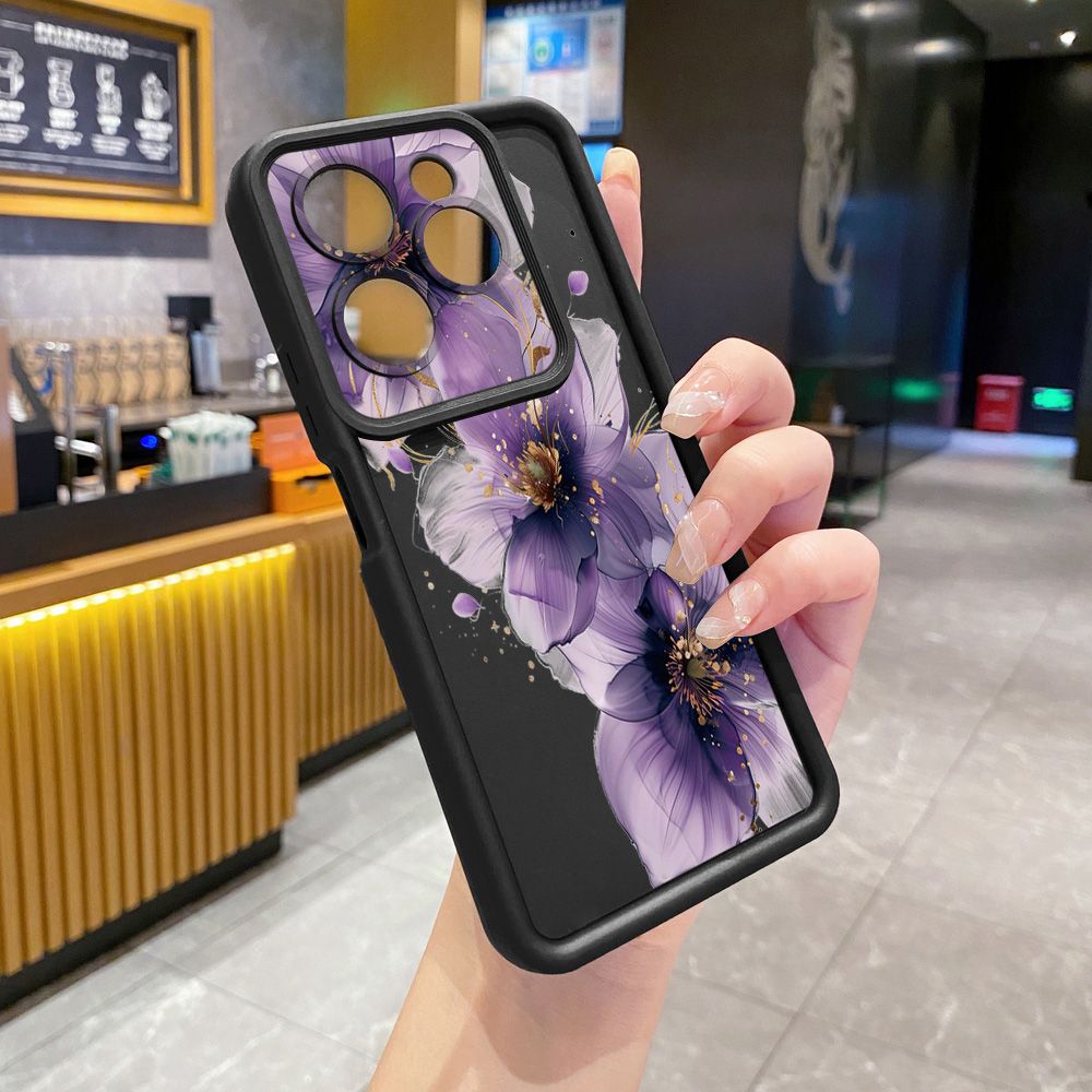 for Infinix Hot 40i 40 Pro 30 Play Note 30 Smart 8 Purple Golden Flower Full Protective Phone Case Anti Drop Cover
