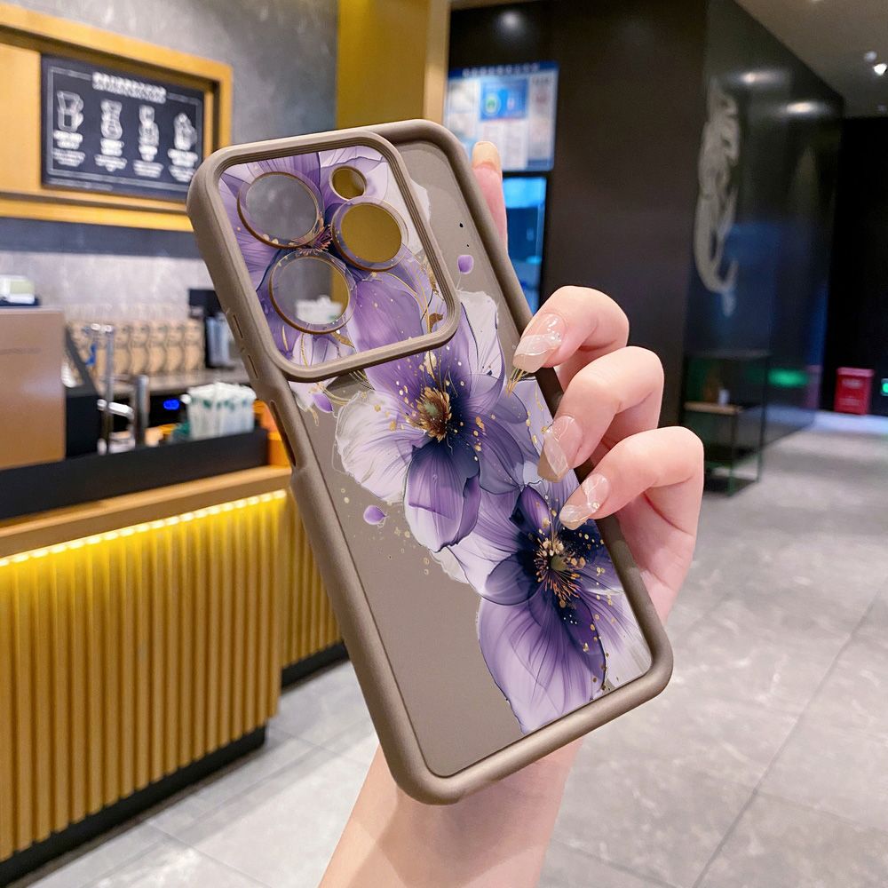 for Infinix Hot 40i 40 Pro 30 Play Note 30 Smart 8 Purple Golden Flower Full Protective Phone Case Anti Drop Cover