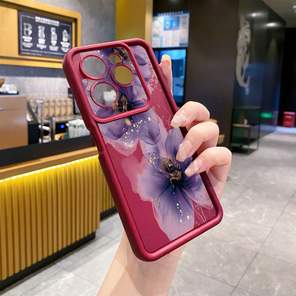 for Infinix Hot 40i 40 Pro 30 Play Note 30 Smart 8 Purple Golden Flower Full Protective Phone Case Anti Drop Cover