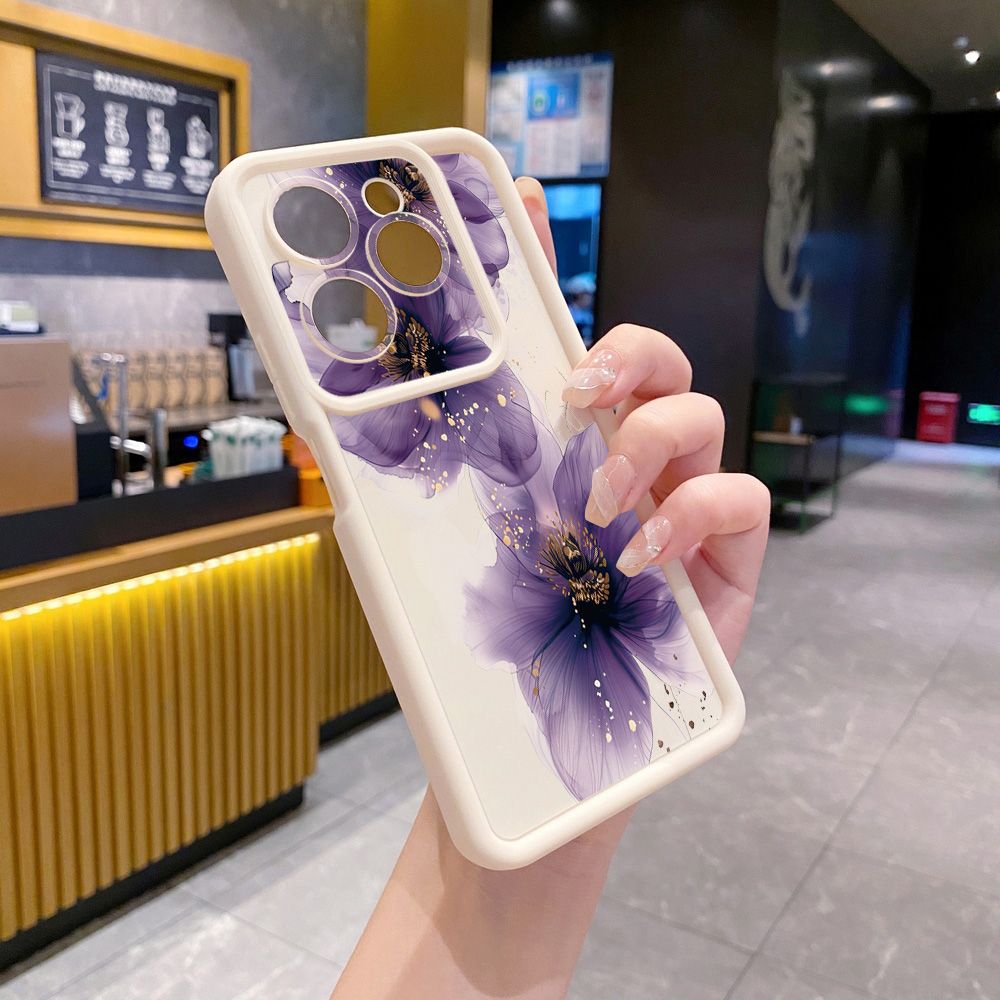 for Infinix Hot 40i 40 Pro 30 Play Note 30 Smart 8 Purple Golden Flower Full Protective Phone Case Anti Drop Cover