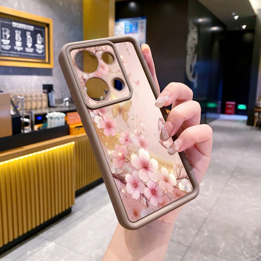 for Xiaomi Redmi Note 13 Pro 5G 12S 4G 12 Turbo 11S 13C 12C Golden Pink Butterfly Full Protective Phone Case Anti Drop Cover
