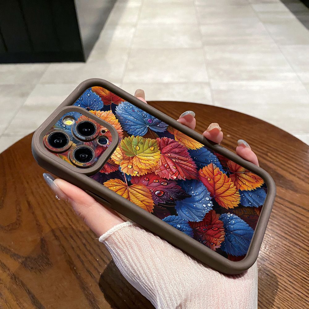 for iPhone 15 Pro Max 14 Plus 13 12 11 XR 8 7 SE 2022 XS Autumn Leaves Full Protective Phone Case Anti Drop Cover