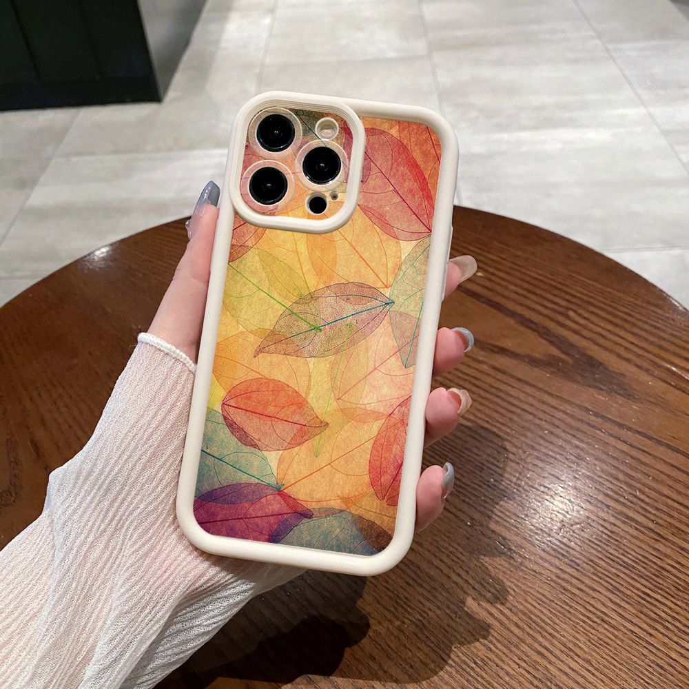 for iPhone 15 Pro Max 14 Plus 13 12 11 XR 8 7 SE 2022 XS Autumn Leaves Full Protective Phone Case Anti Drop Cover