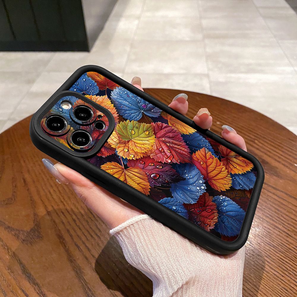 for iPhone 15 Pro Max 14 Plus 13 12 11 XR 8 7 SE 2022 XS Autumn Leaves Full Protective Phone Case Anti Drop Cover