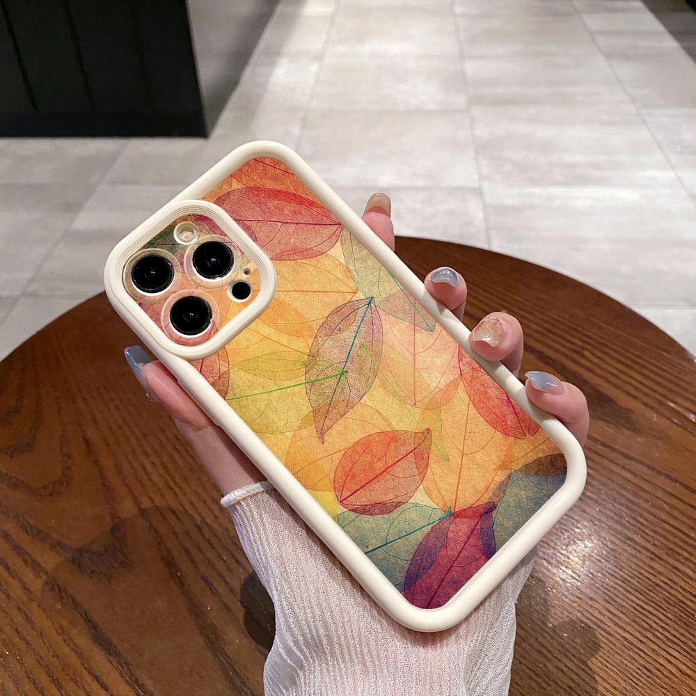 for iPhone 15 Pro Max 14 Plus 13 12 11 XR 8 7 SE 2022 XS Autumn Leaves Full Protective Phone Case Anti Drop Cover