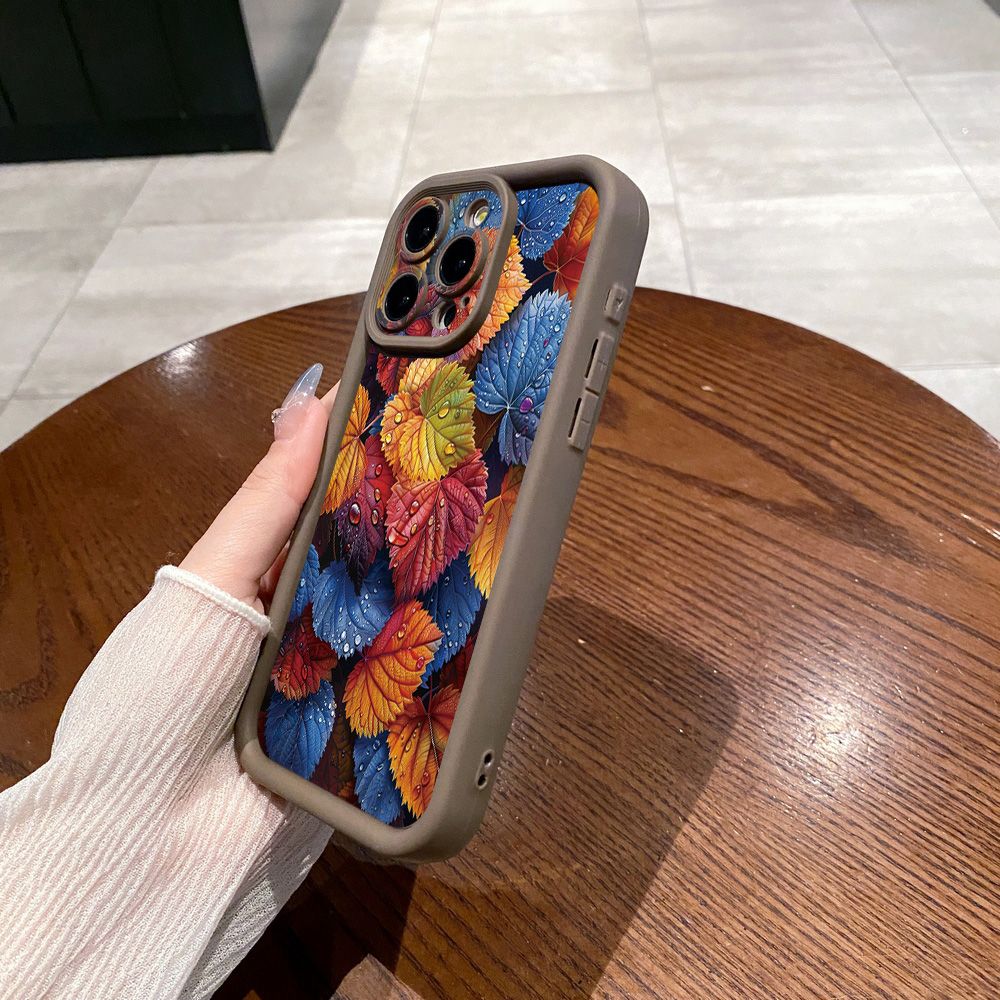 for iPhone 15 Pro Max 14 Plus 13 12 11 XR 8 7 SE 2022 XS Autumn Leaves Full Protective Phone Case Anti Drop Cover