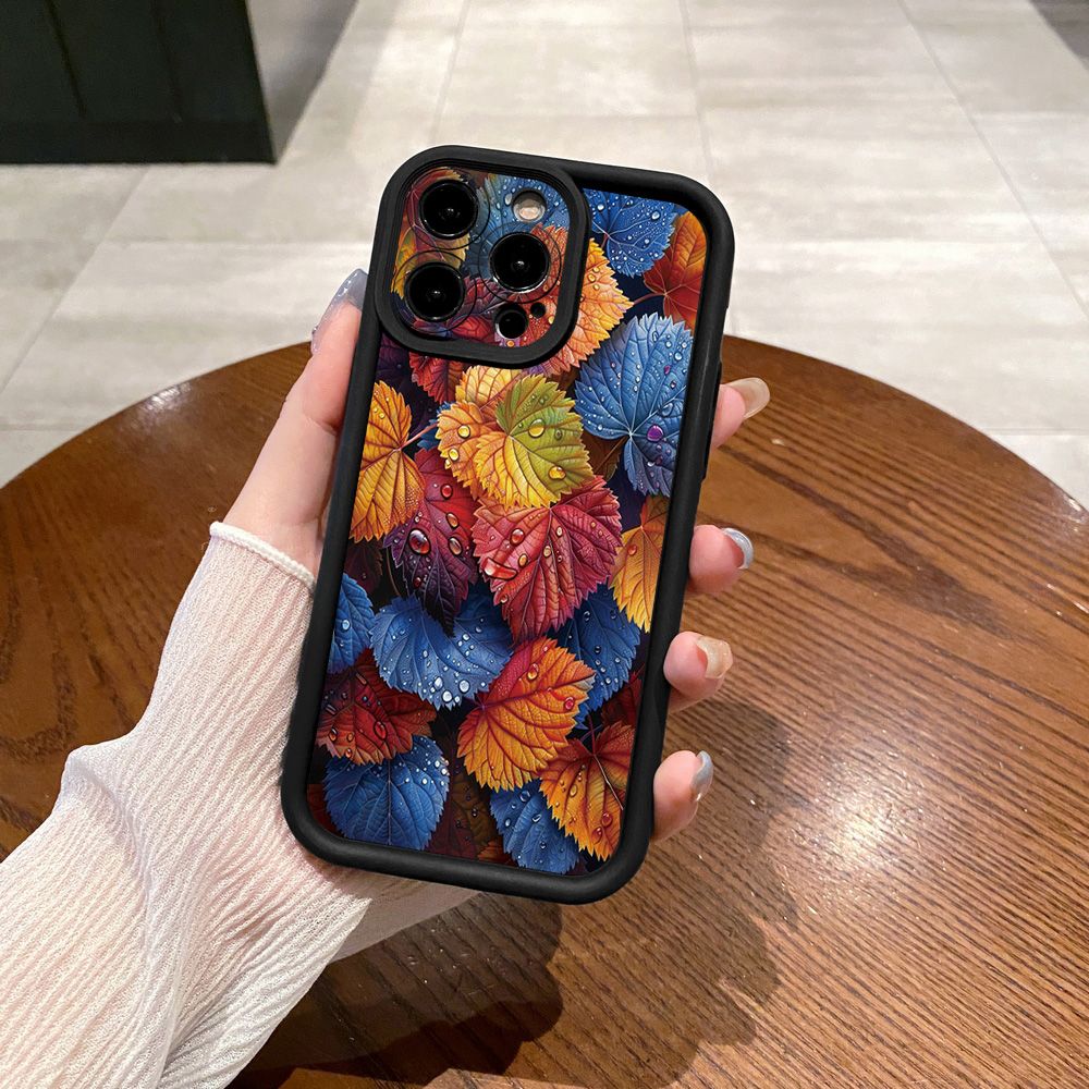 for iPhone 15 Pro Max 14 Plus 13 12 11 XR 8 7 SE 2022 XS Autumn Leaves Full Protective Phone Case Anti Drop Cover