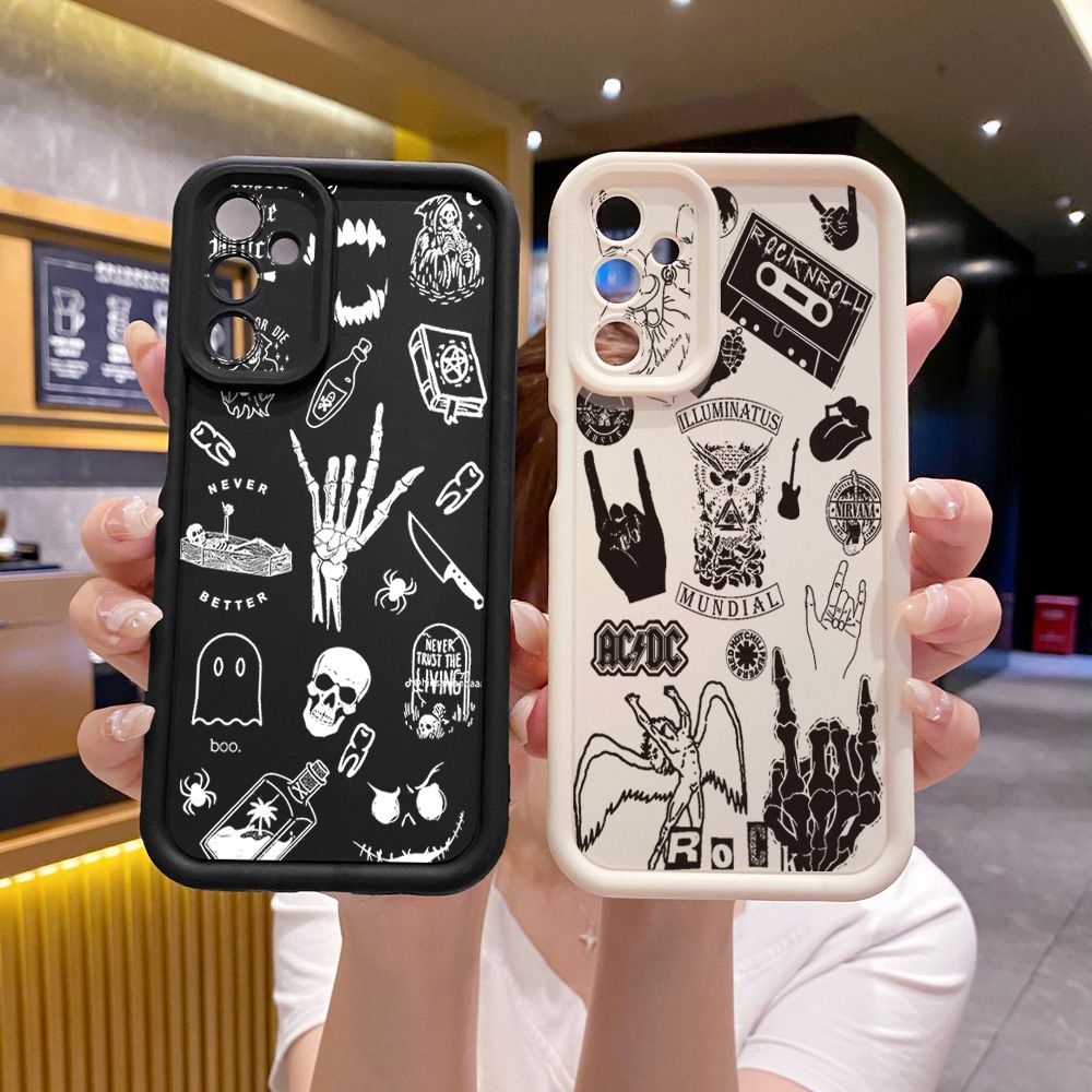 for Samsung Galaxy A15 A05 A35 A55 A14 A34 A33 A53 A73 A32 A52S A72 Skeleton Hand Rock Full Protective Phone Case Anti Drop Cover