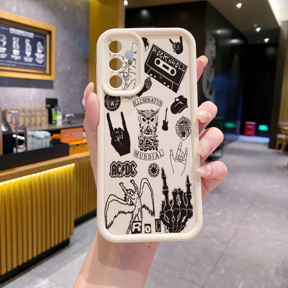for Samsung Galaxy A15 A05 A35 A55 A14 A34 A33 A53 A73 A32 A52S A72 Skeleton Hand Rock Full Protective Phone Case Anti Drop Cover