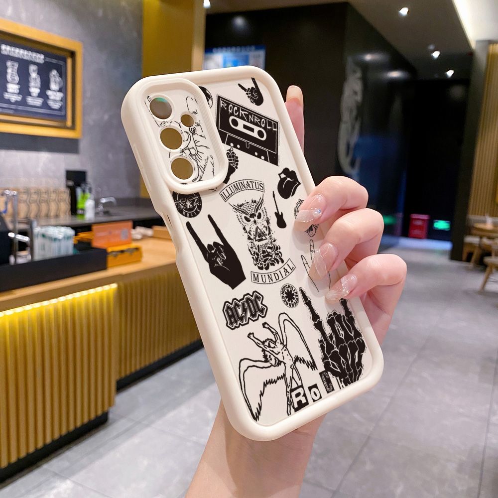 for Samsung Galaxy A15 A05 A35 A55 A14 A34 A33 A53 A73 A32 A52S A72 Skeleton Hand Rock Full Protective Phone Case Anti Drop Cover