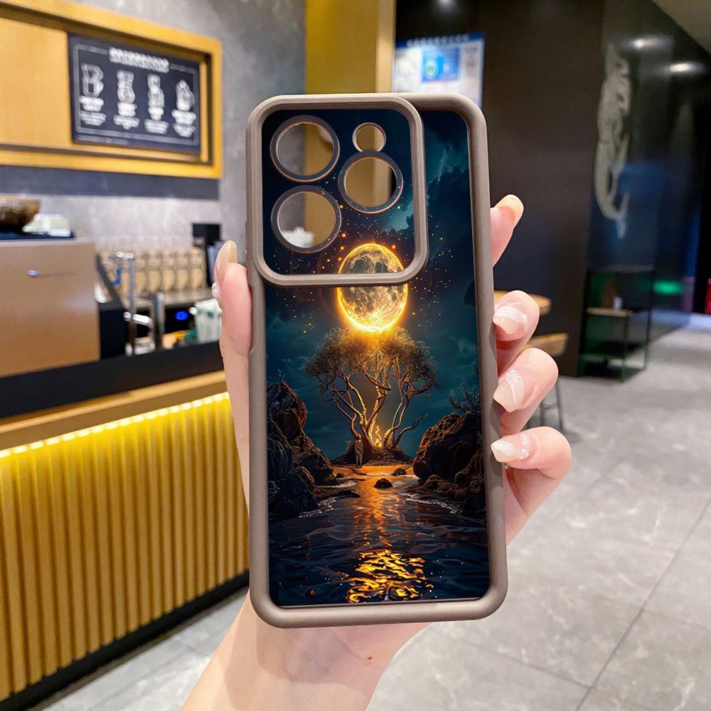 for Infinix Hot 40i 40 Pro 30 Play Note 30 Smart 8 Bright Moon Red Heart Full Protective Phone Case Anti Drop Cover