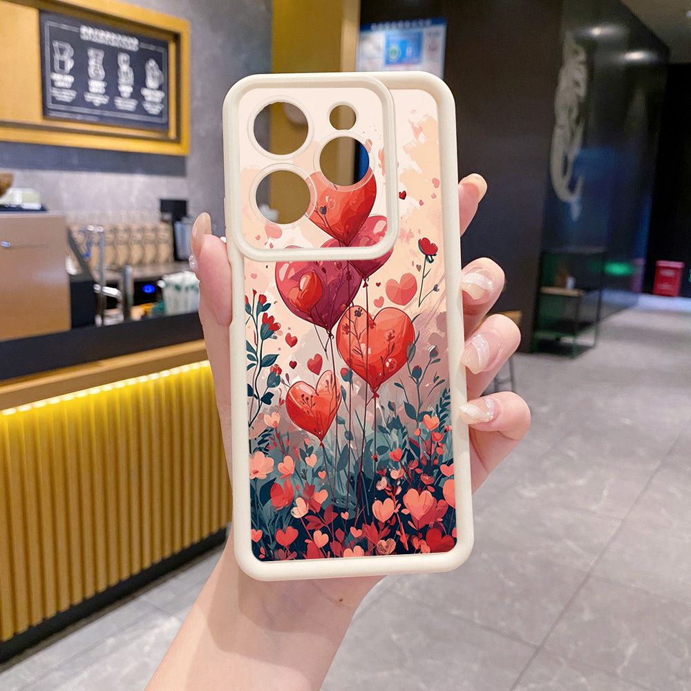 for Infinix Hot 40i 40 Pro 30 Play Note 30 Smart 8 Bright Moon Red Heart Full Protective Phone Case Anti Drop Cover