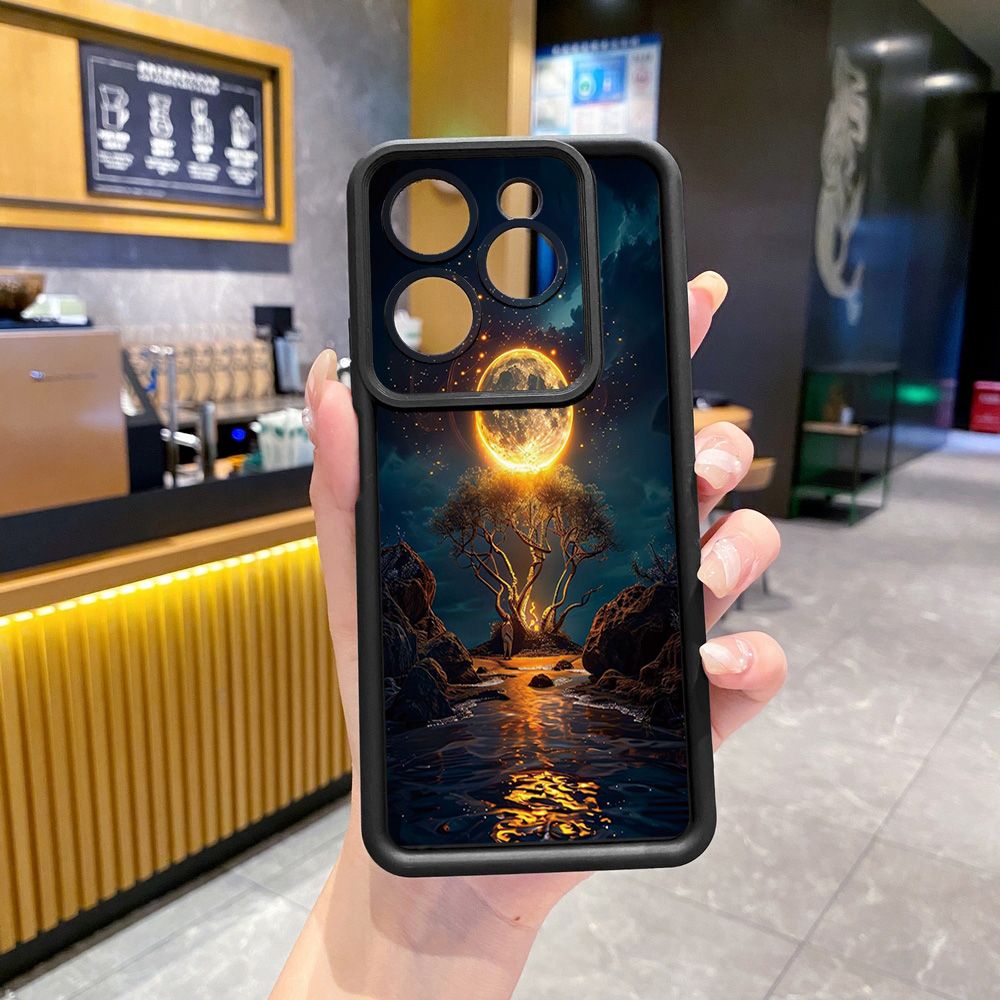 for Infinix Hot 40i 40 Pro 30 Play Note 30 Smart 8 Bright Moon Red Heart Full Protective Phone Case Anti Drop Cover