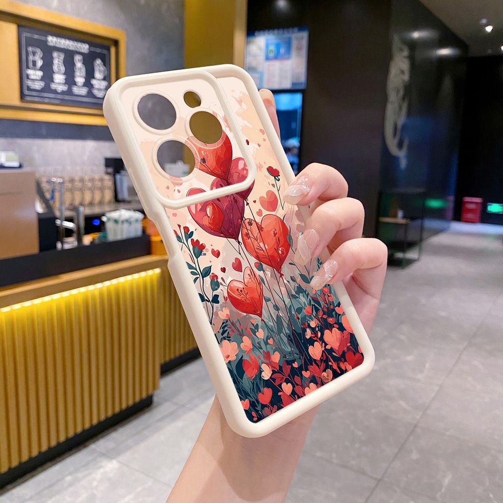 for Infinix Hot 40i 40 Pro 30 Play Note 30 Smart 8 Bright Moon Red Heart Full Protective Phone Case Anti Drop Cover