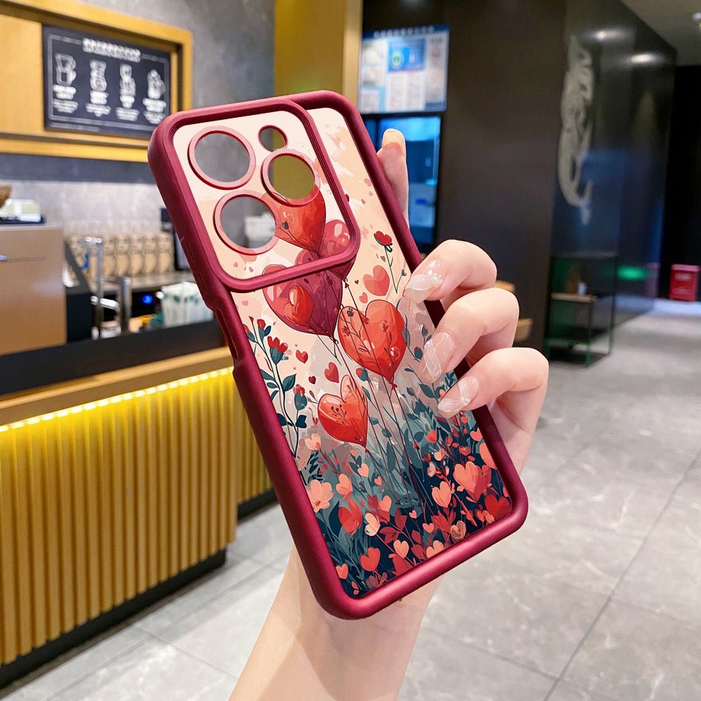 for Infinix Hot 40i 40 Pro 30 Play Note 30 Smart 8 Bright Moon Red Heart Full Protective Phone Case Anti Drop Cover