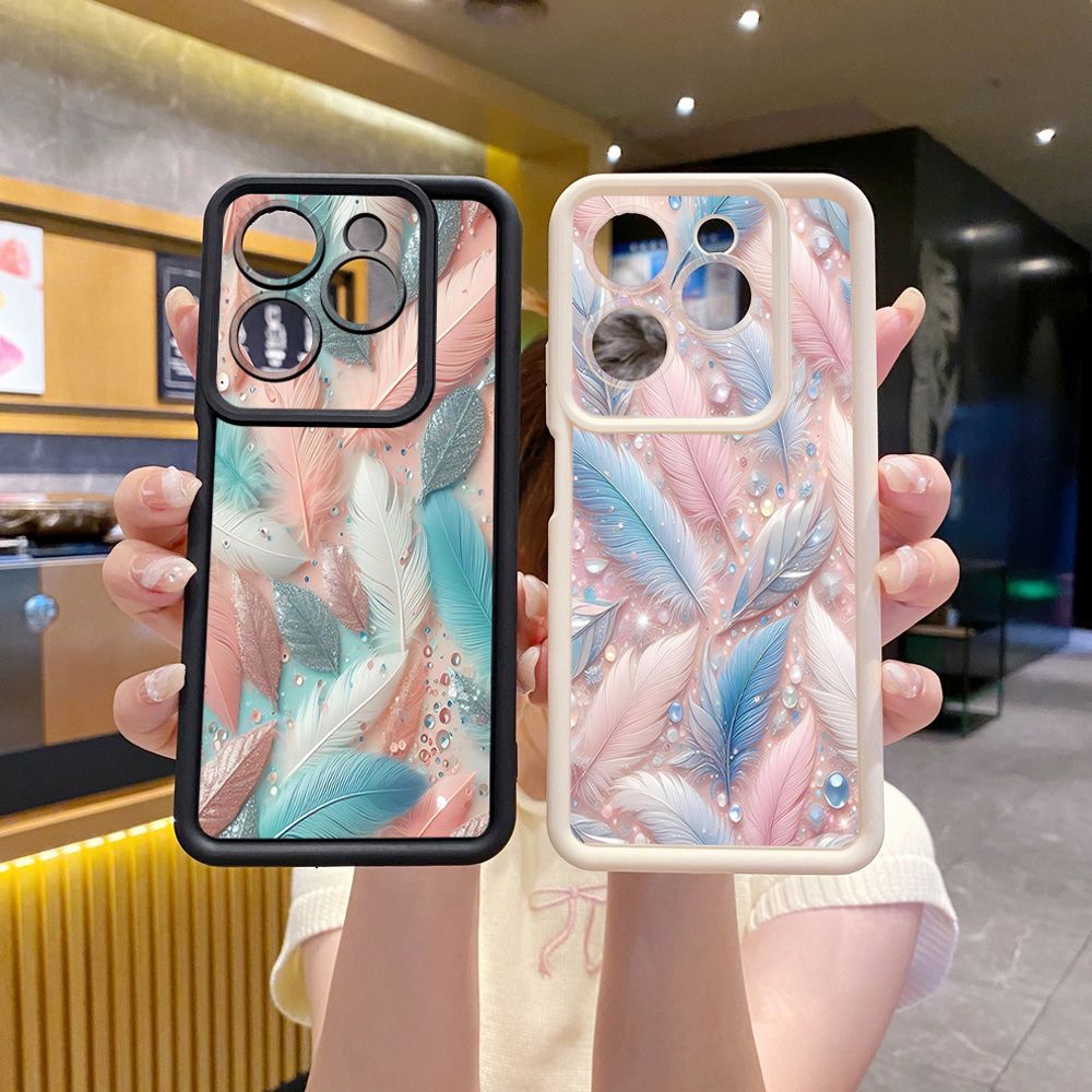 for Infinix Hot 40i 40 Pro 30 Play Note 30 Smart 8 Luxury Feather Diamond Full Protective Phone Case Anti Drop Cover