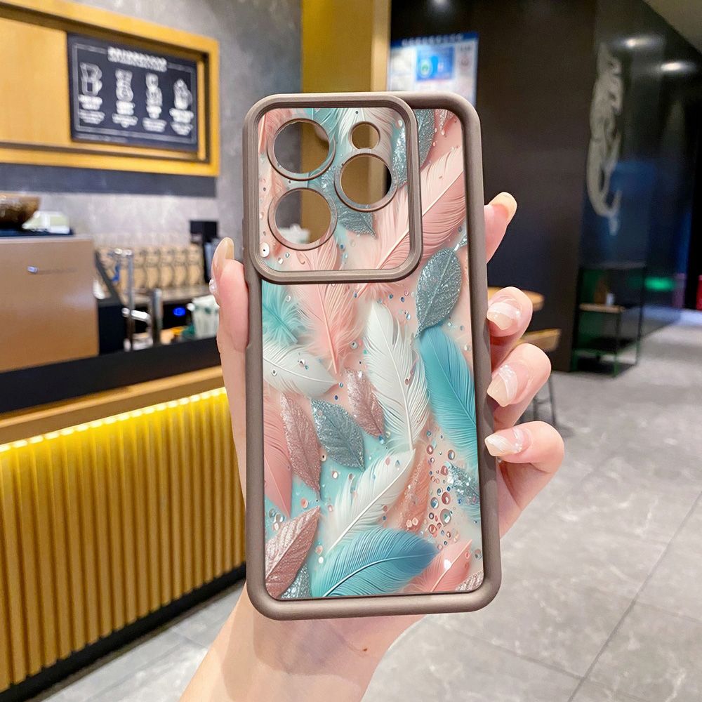 for Infinix Hot 40i 40 Pro 30 Play Note 30 Smart 8 Luxury Feather Diamond Full Protective Phone Case Anti Drop Cover