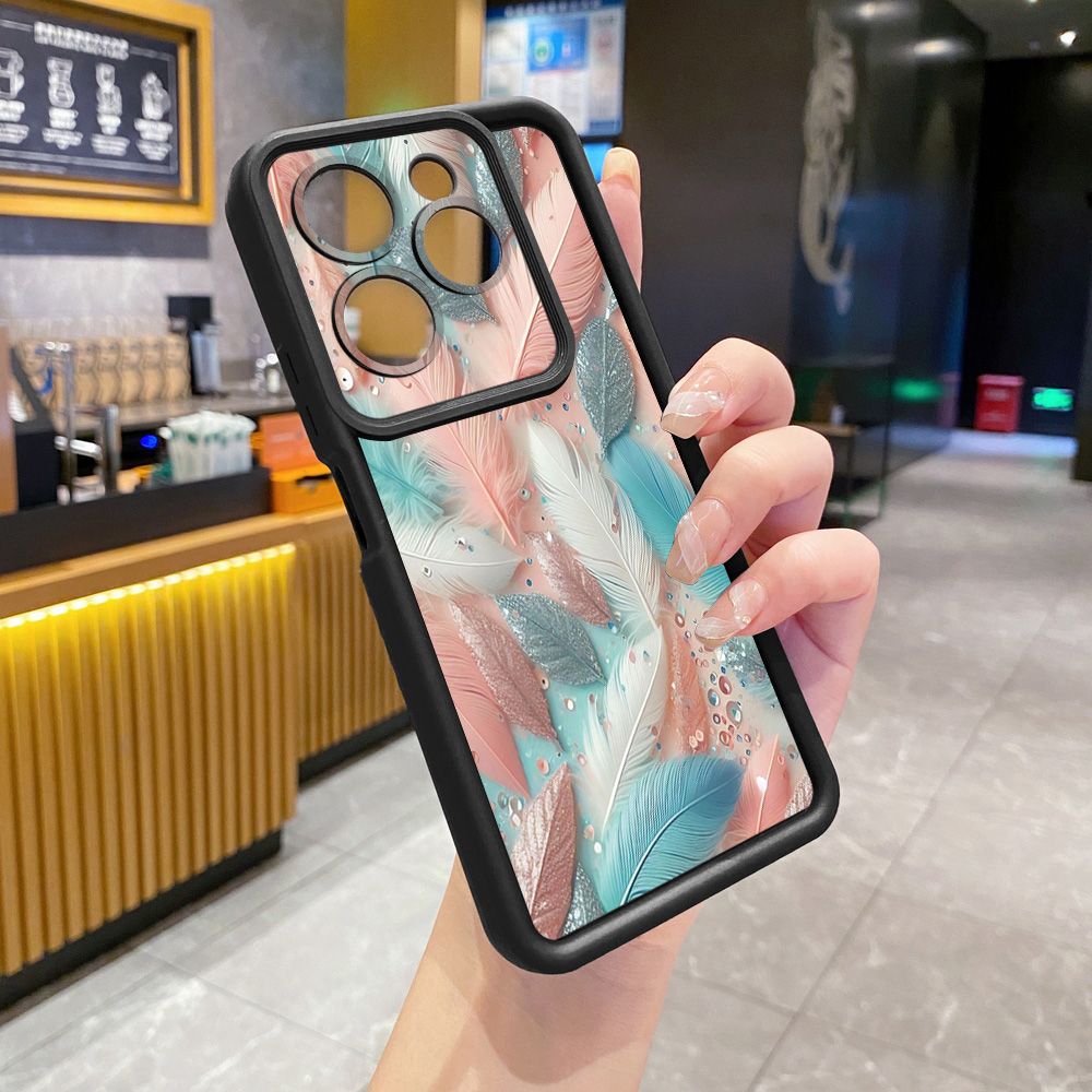 for Infinix Hot 40i 40 Pro 30 Play Note 30 Smart 8 Luxury Feather Diamond Full Protective Phone Case Anti Drop Cover