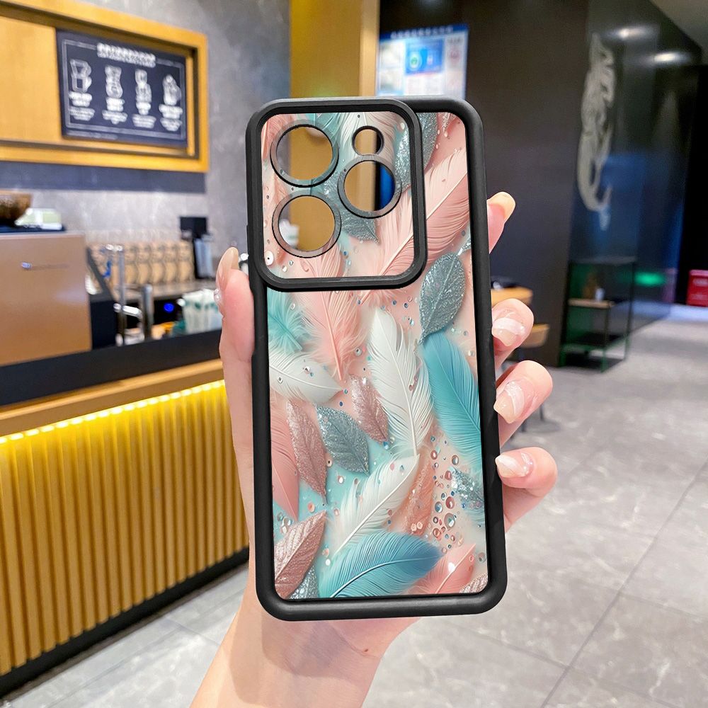 for Infinix Hot 40i 40 Pro 30 Play Note 30 Smart 8 Luxury Feather Diamond Full Protective Phone Case Anti Drop Cover