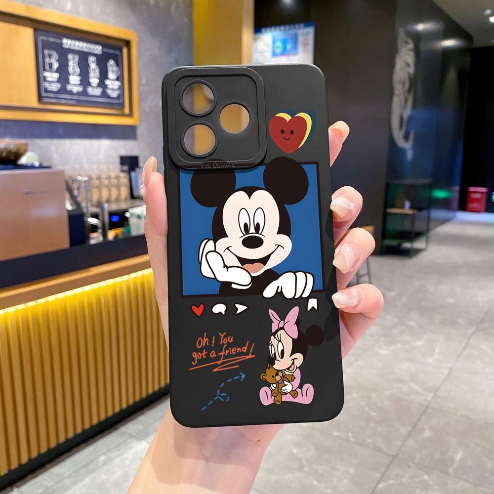 for Realme C67 C53 C51 Note 50 C21 C33 C30 C35 C11 2021 C12 C15 C21Y C25Y C25S Realme5 5i 6i 9i 8 Pro Nictation Mickey Minnie Full Protective Case Anti Drop Cover