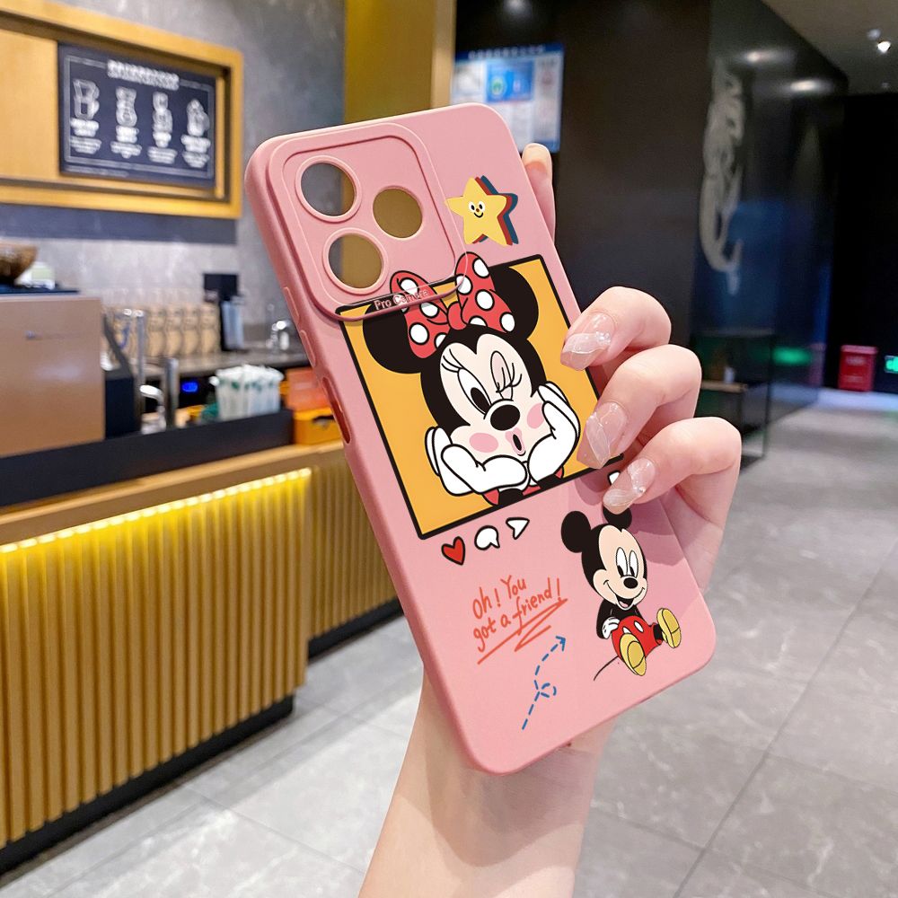 for Realme C67 C53 C51 Note 50 C21 C33 C30 C35 C11 2021 C12 C15 C21Y C25Y C25S Realme5 5i 6i 9i 8 Pro Nictation Mickey Minnie Full Protective Case Anti Drop Cover