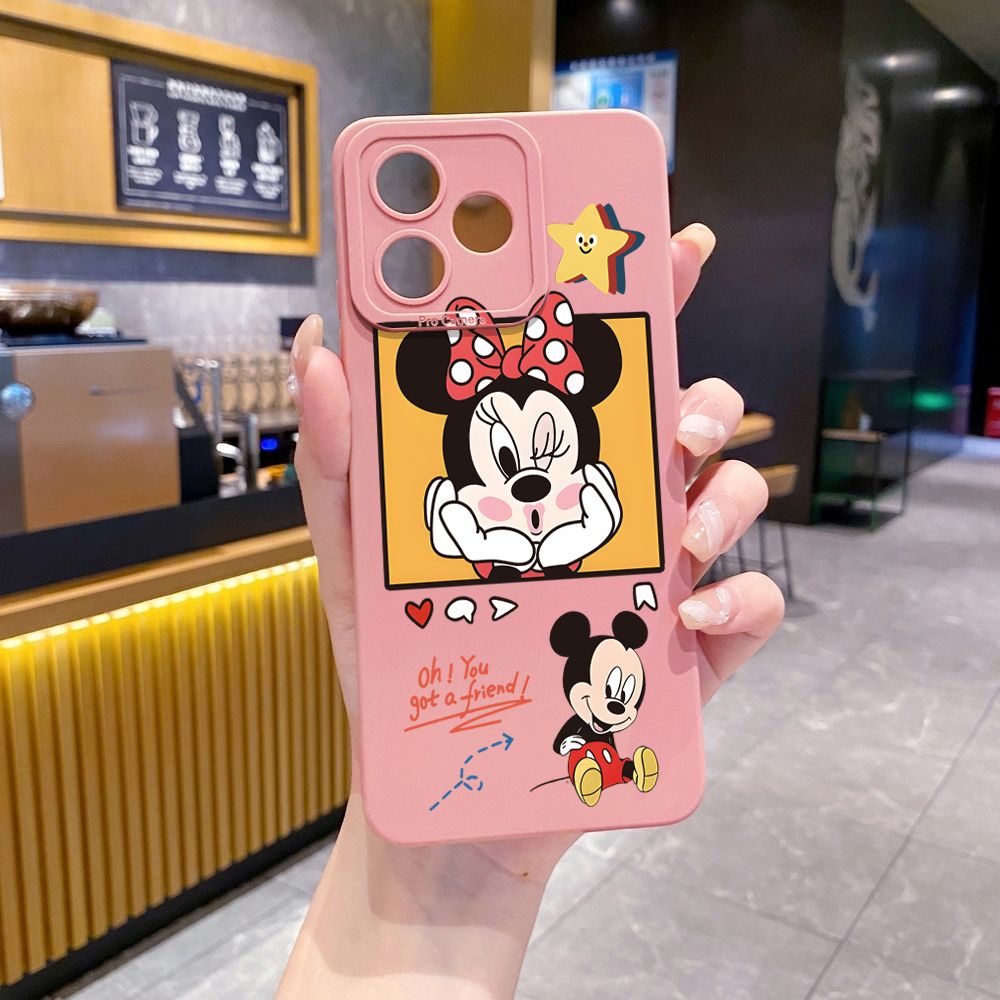 for Realme C67 C53 C51 Note 50 C21 C33 C30 C35 C11 2021 C12 C15 C21Y C25Y C25S Realme5 5i 6i 9i 8 Pro Nictation Mickey Minnie Full Protective Case Anti Drop Cover