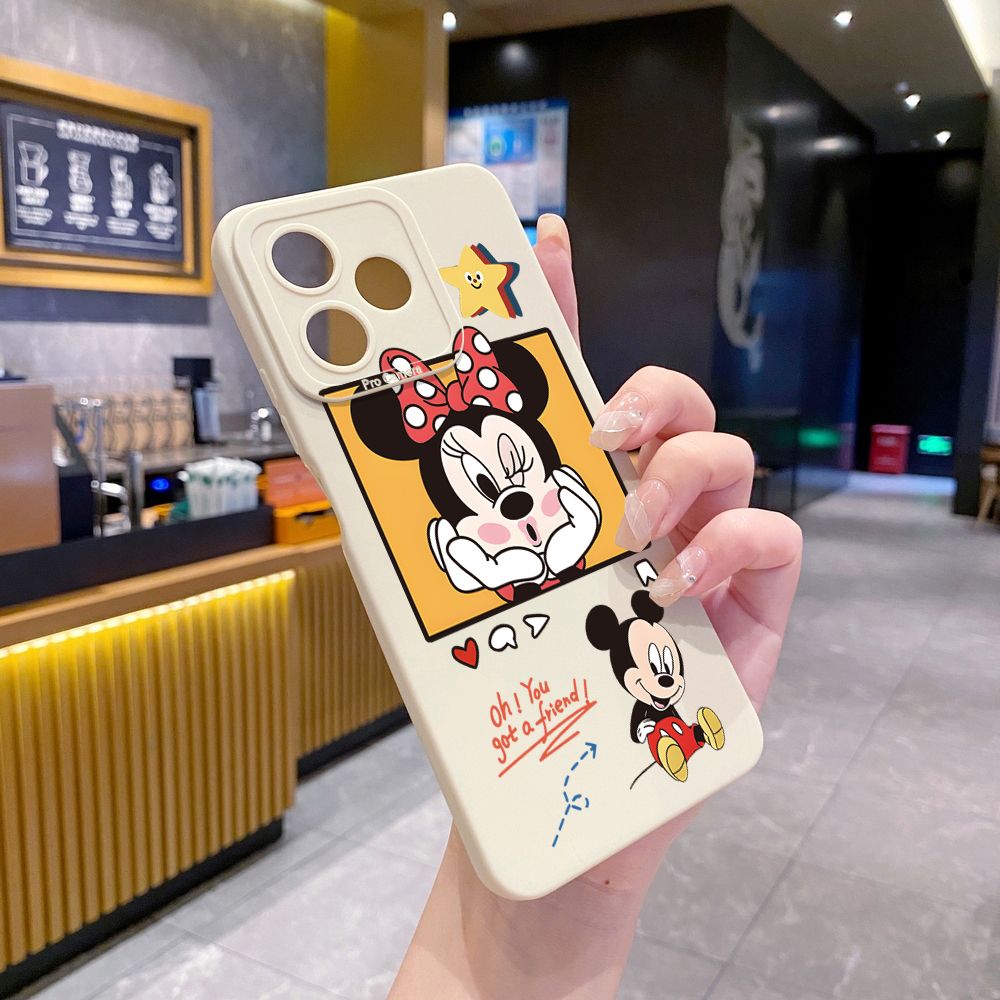 for Realme C67 C53 C51 Note 50 C21 C33 C30 C35 C11 2021 C12 C15 C21Y C25Y C25S Realme5 5i 6i 9i 8 Pro Nictation Mickey Minnie Full Protective Case Anti Drop Cover
