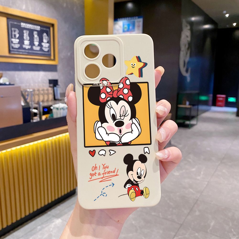 for Realme C67 C53 C51 Note 50 C21 C33 C30 C35 C11 2021 C12 C15 C21Y C25Y C25S Realme5 5i 6i 9i 8 Pro Nictation Mickey Minnie Full Protective Case Anti Drop Cover