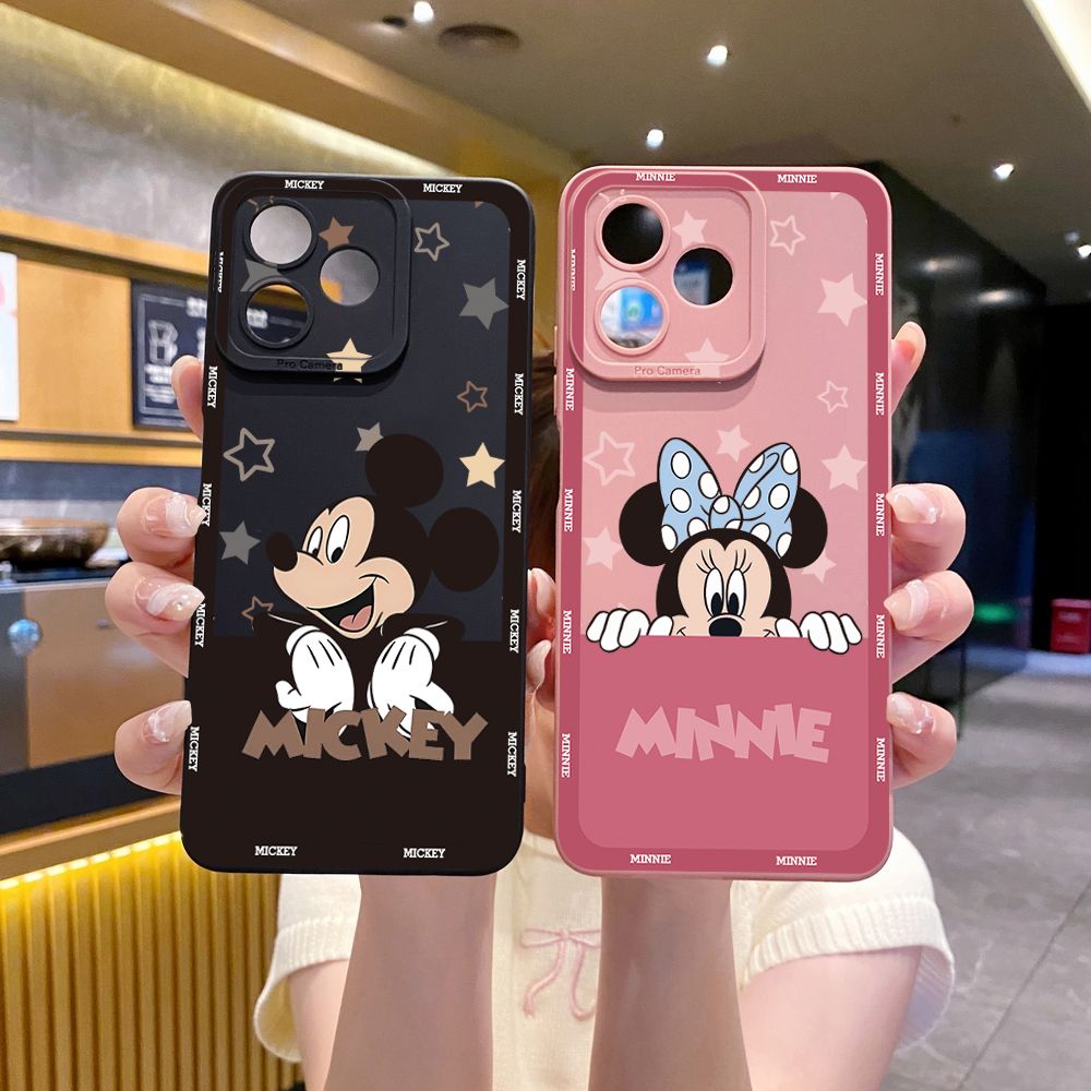 for Realme C67 C53 C51 Note 50 C21 C33 C30 C35 C11 2021 C12 C15 C21Y C25Y C25S Realme5 5i 6i 9i 8 Pro Couple Mickey Minnie Full Protective Case Anti Drop Cover