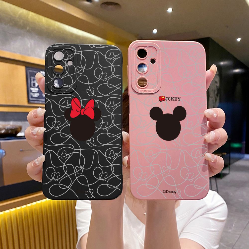 for Samsung Galaxy A15 A05 A35 A55 A04E A14 A24 A34 A54 A33 A53 A73 5G A32 A52S A72 A31 A51 A71 A11 A50 A03S Couple Mickey Minnie Full Protective Case Anti Drop Cover