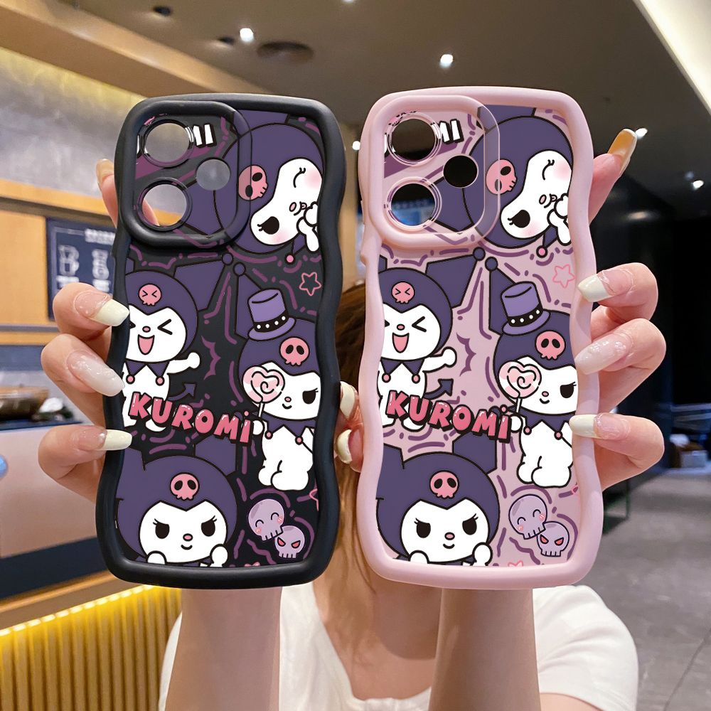 For OPPO Realme C67 C53 C51 Note 50 C21Y C25Y C33 C30 C35 9i Cute Kuromi Wave Frame Phone Case Anti Drop Cover