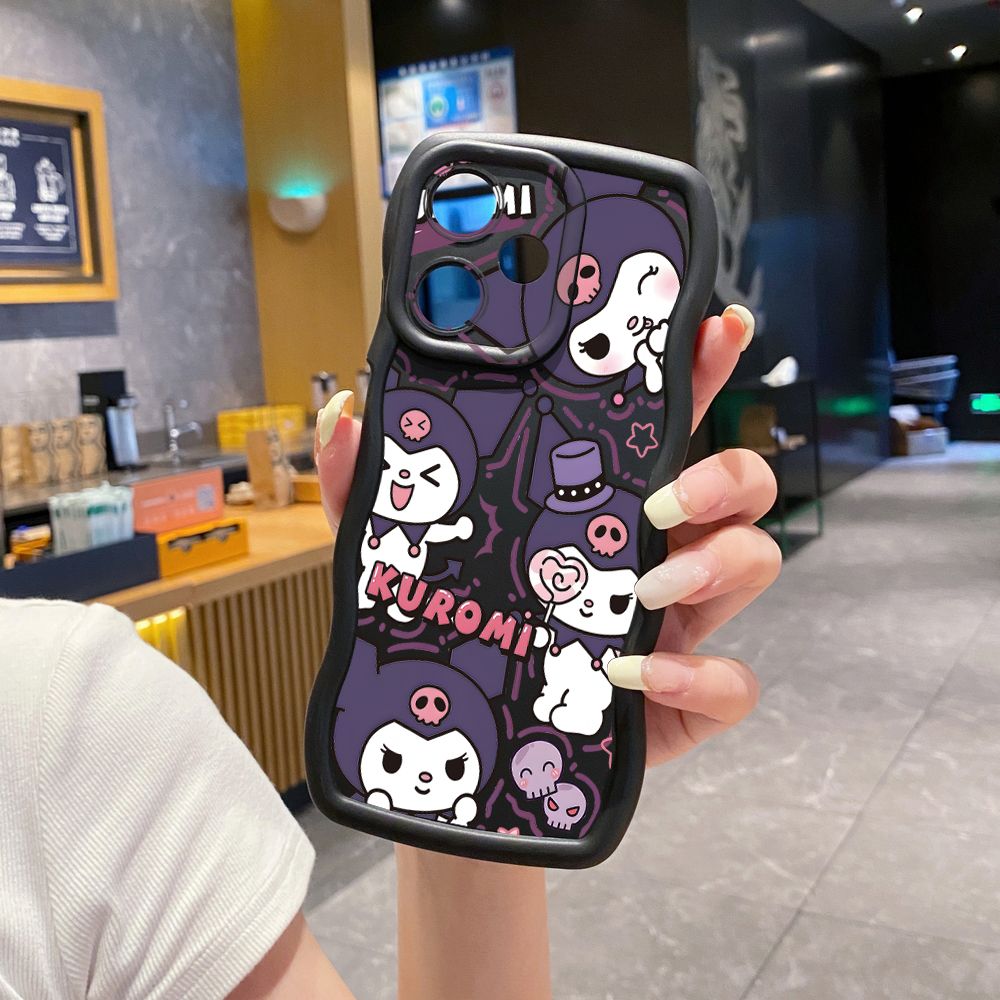 For OPPO Realme C67 C53 C51 Note 50 C21Y C25Y C33 C30 C35 9i Cute Kuromi Wave Frame Phone Case Anti Drop Cover