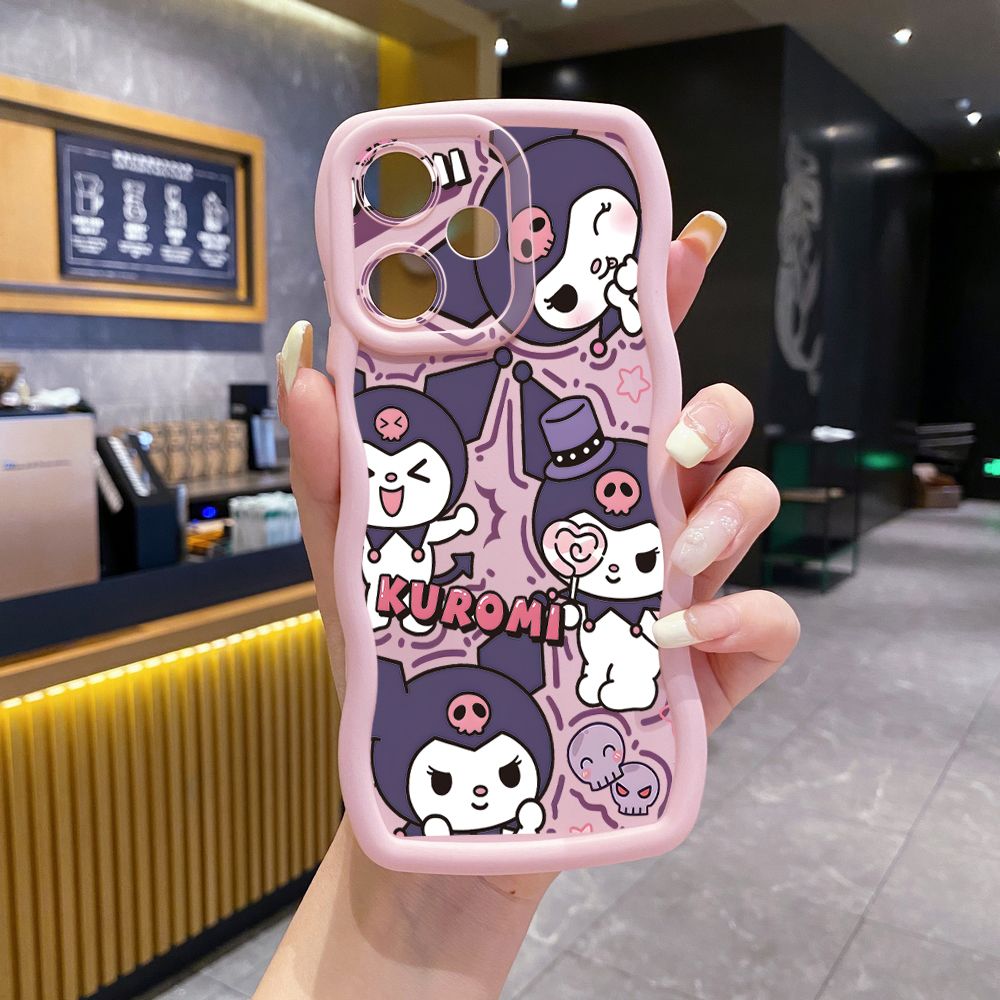 For OPPO Realme C67 C53 C51 Note 50 C21Y C25Y C33 C30 C35 9i Cute Kuromi Wave Frame Phone Case Anti Drop Cover