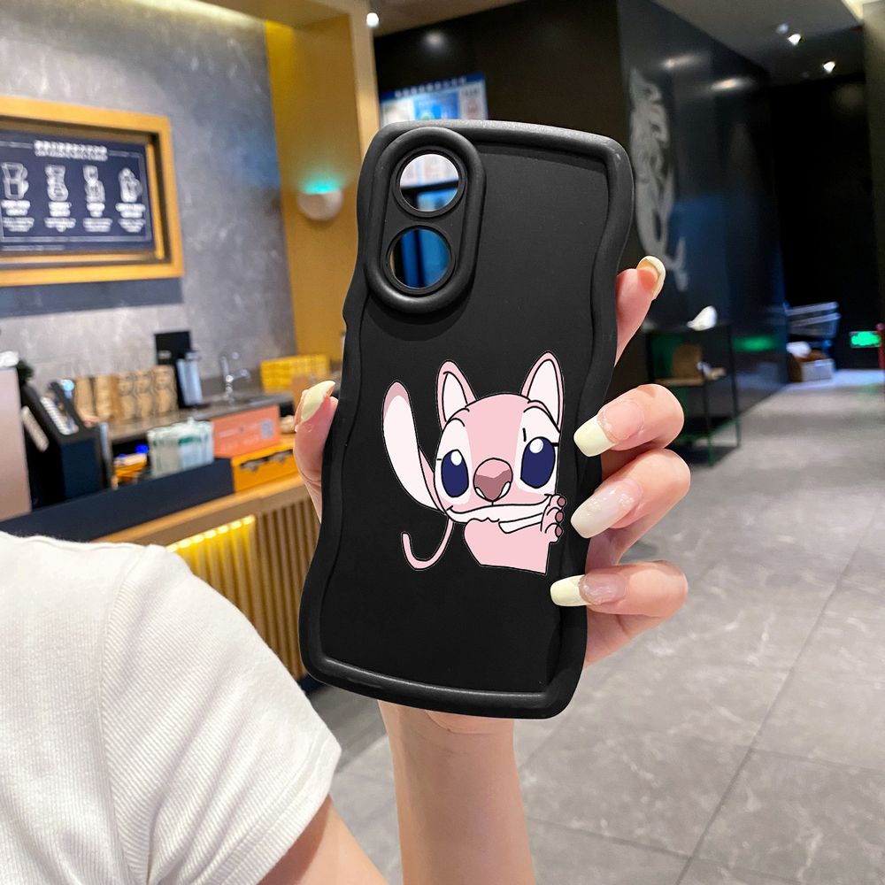 For OPPO Reno 5 6 Lite 7 8 Reno 7Z 8 Z 5F F19 F21 Pro Couple Stitch Angel Wave Frame Phone Case Anti Drop Cover