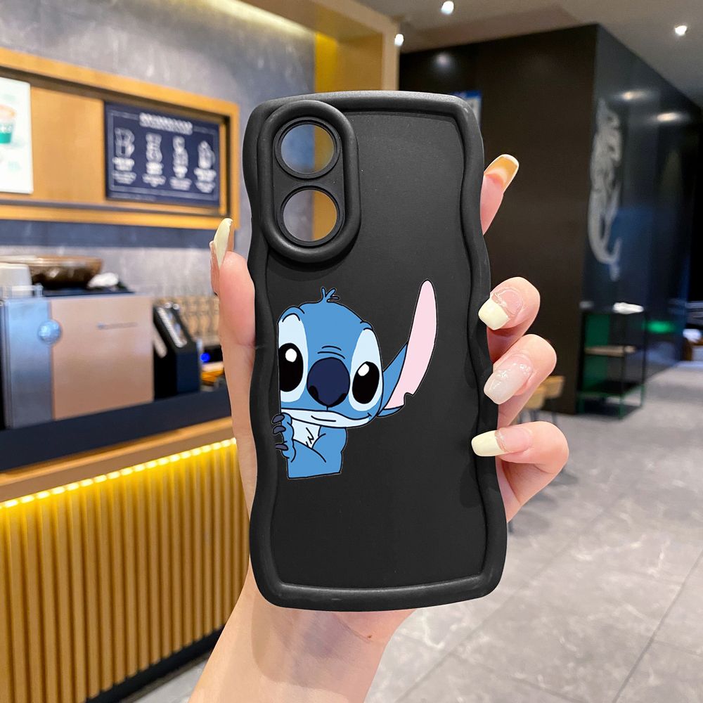 For OPPO Reno 5 6 Lite 7 8 Reno 7Z 8 Z 5F F19 F21 Pro Couple Stitch Angel Wave Frame Phone Case Anti Drop Cover