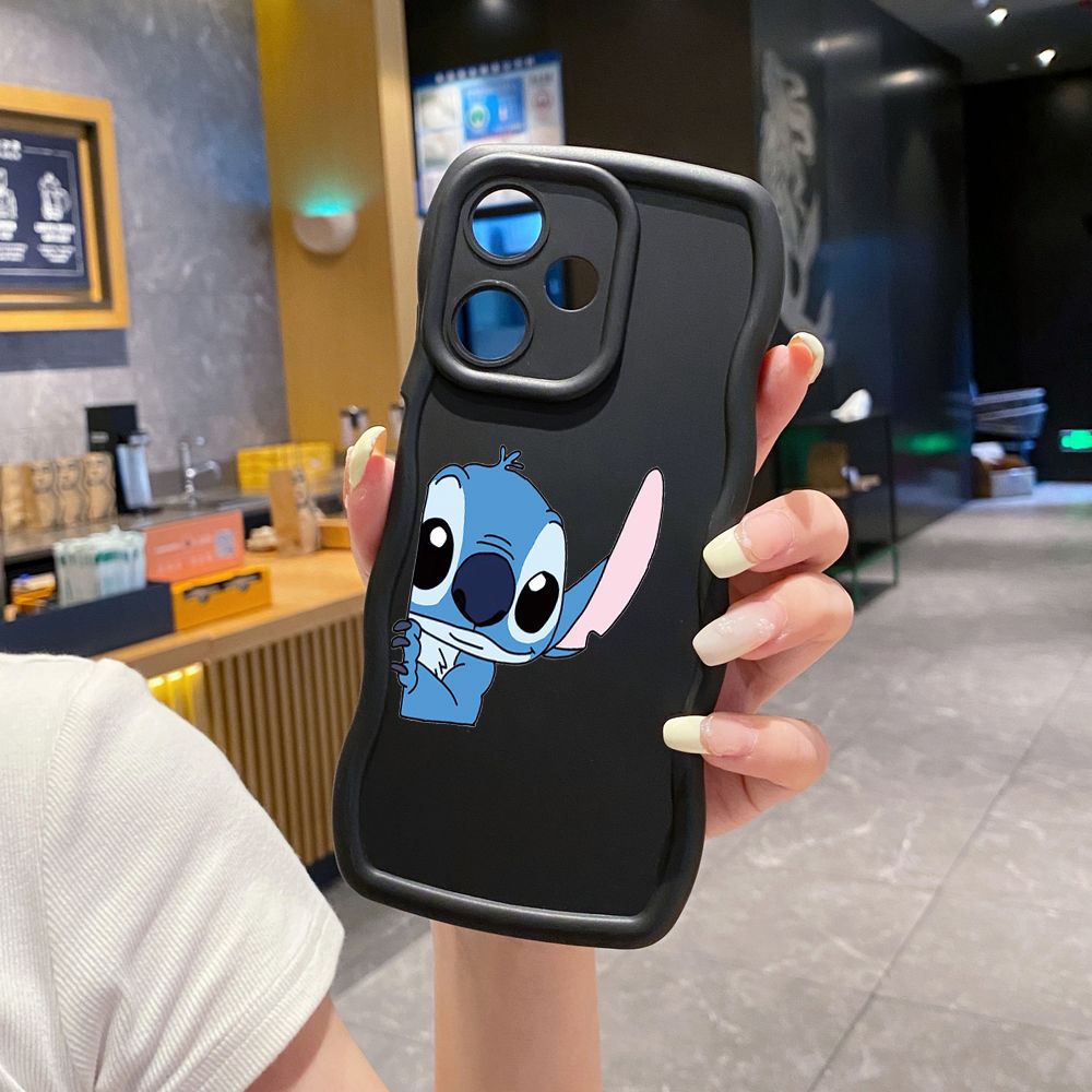 For Infinix Hot 40i 40 Pro Note 30 Play Smart 8 Pro 9 10 Play Lite Couple Stitch Angel Wave Frame Phone Case Anti Drop Cover