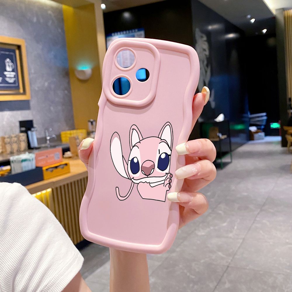 For Infinix Hot 40i 40 Pro Note 30 Play Smart 8 Pro 9 10 Play Lite Couple Stitch Angel Wave Frame Phone Case Anti Drop Cover