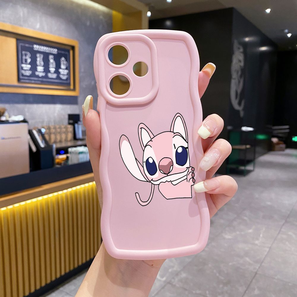 For Infinix Hot 40i 40 Pro Note 30 Play Smart 8 Pro 9 10 Play Lite Couple Stitch Angel Wave Frame Phone Case Anti Drop Cover