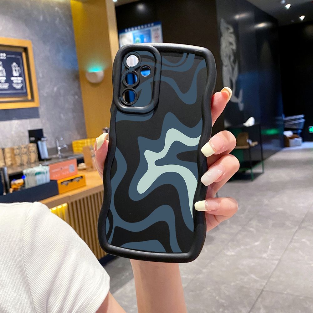 For Samsung Galaxy A15 A05 A25 A35 A06 A14 A34 A33 A53 A73 A32 A16 A72 Liquid Stripe Wave Frame Phone Case Anti Drop Cover