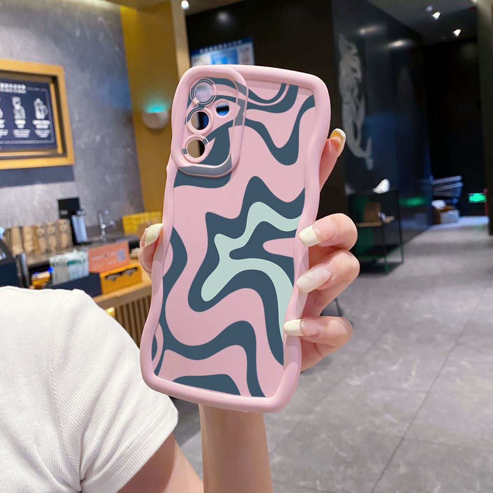 For Samsung Galaxy A15 A05 A25 A35 A06 A14 A34 A33 A53 A73 A32 A16 A72 Liquid Stripe Wave Frame Phone Case Anti Drop Cover