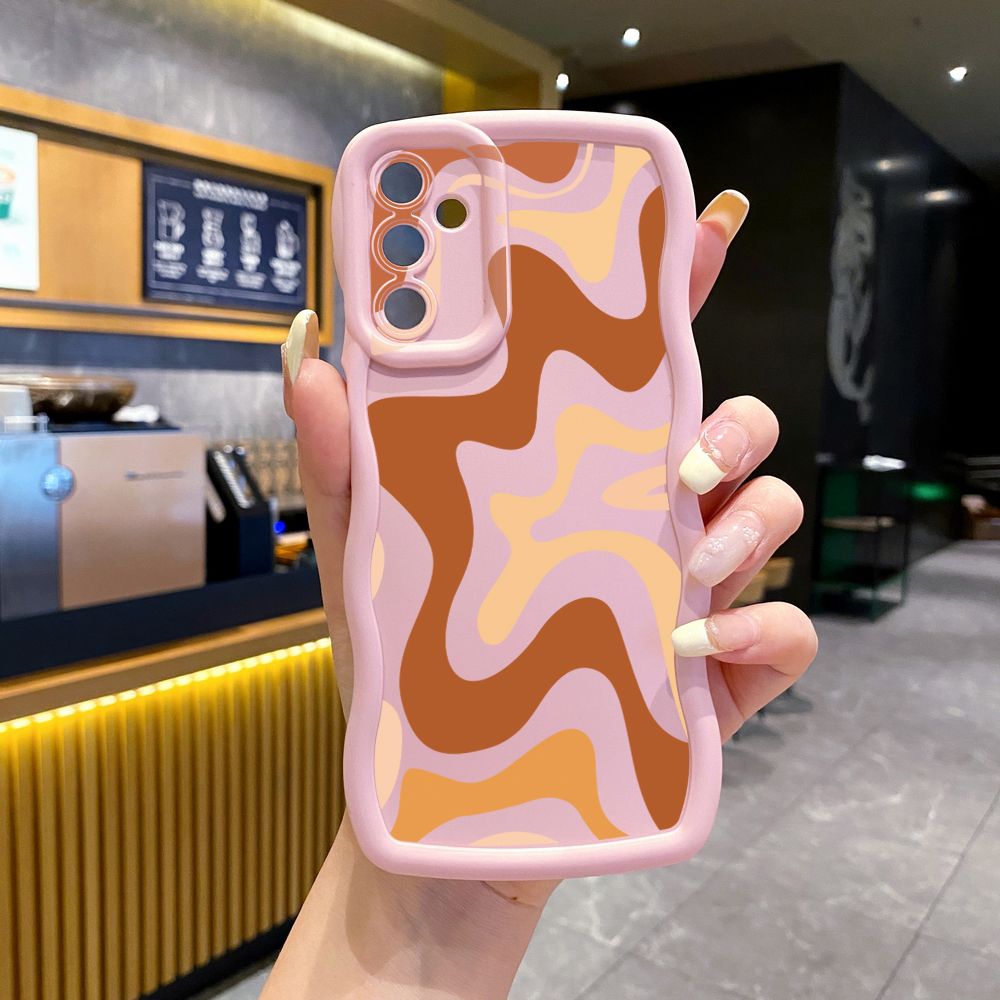 For Samsung Galaxy A15 A05 A25 A35 A06 A14 A34 A33 A53 A73 A32 A16 A72 Liquid Stripe Wave Frame Phone Case Anti Drop Cover