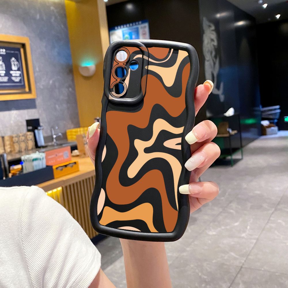 For Samsung Galaxy A15 A05 A25 A35 A06 A14 A34 A33 A53 A73 A32 A16 A72 Liquid Stripe Wave Frame Phone Case Anti Drop Cover