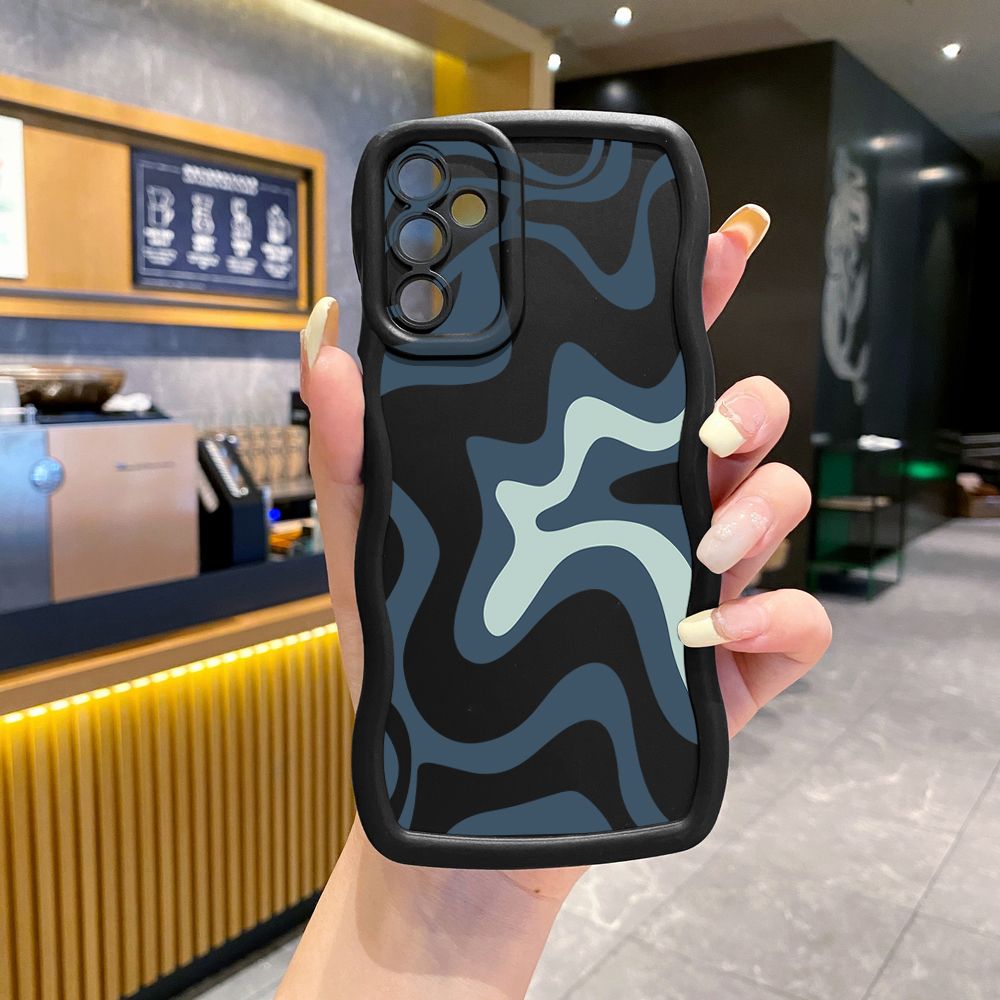 For Samsung Galaxy A15 A05 A25 A35 A06 A14 A34 A33 A53 A73 A32 A16 A72 Liquid Stripe Wave Frame Phone Case Anti Drop Cover