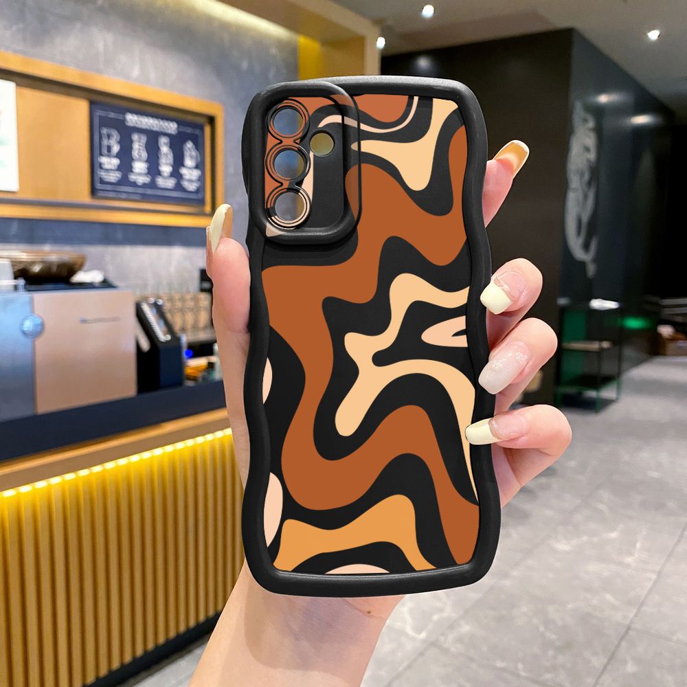 For Samsung Galaxy A15 A05 A25 A35 A06 A14 A34 A33 A53 A73 A32 A16 A72 Liquid Stripe Wave Frame Phone Case Anti Drop Cover