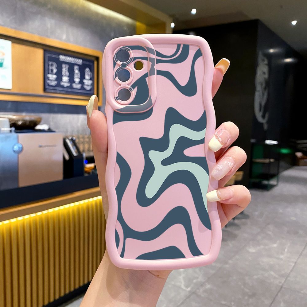 For Samsung Galaxy A15 A05 A25 A35 A06 A14 A34 A33 A53 A73 A32 A16 A72 Liquid Stripe Wave Frame Phone Case Anti Drop Cover