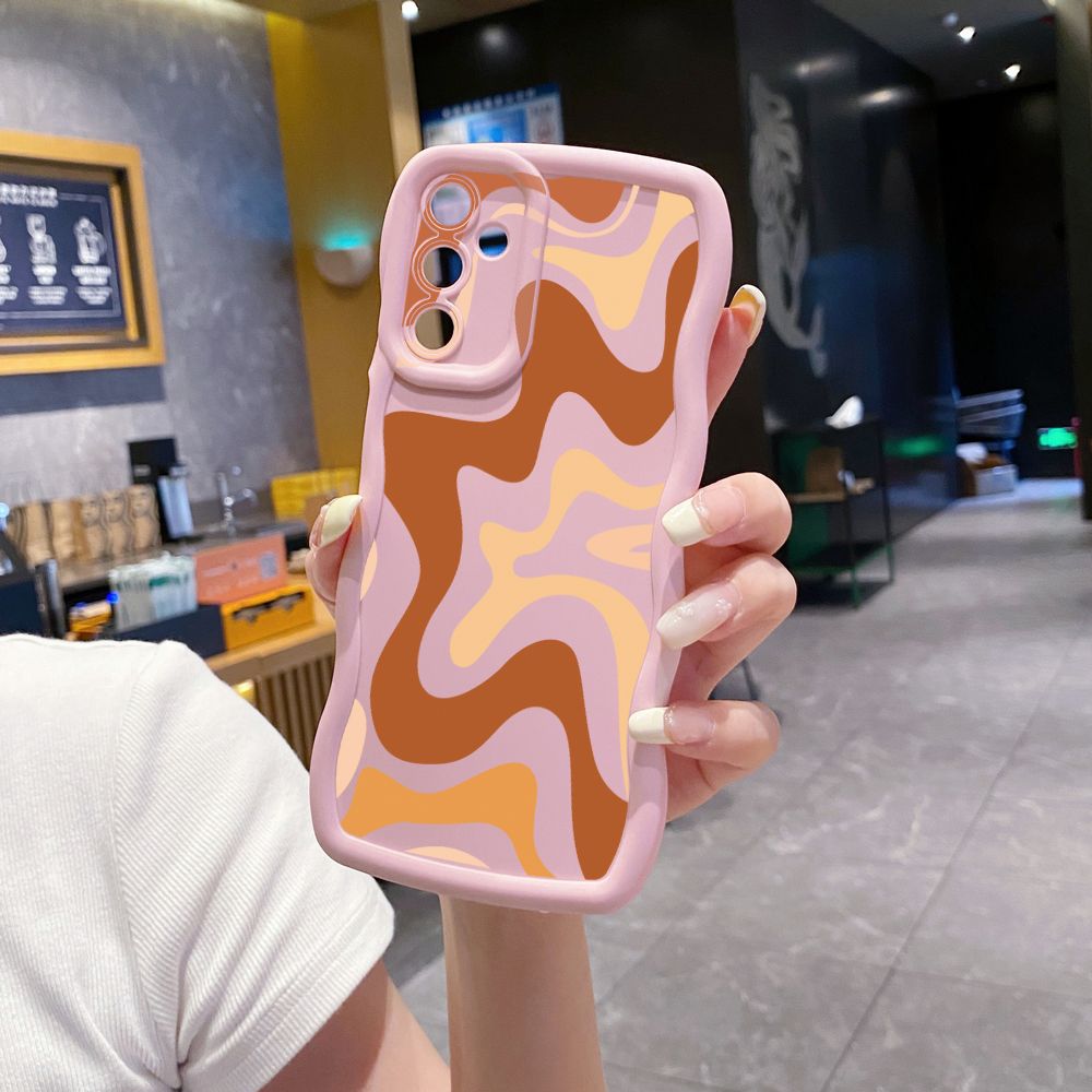 For Samsung Galaxy A15 A05 A25 A35 A06 A14 A34 A33 A53 A73 A32 A16 A72 Liquid Stripe Wave Frame Phone Case Anti Drop Cover
