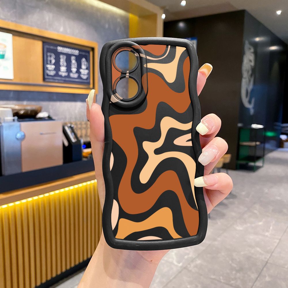 For OPPO Reno 5 6 Lite 7 8 Reno 7Z 8 Z 5F F19 F21 Pro Liquid Stripe Wave Frame Phone Case Anti Drop Cover