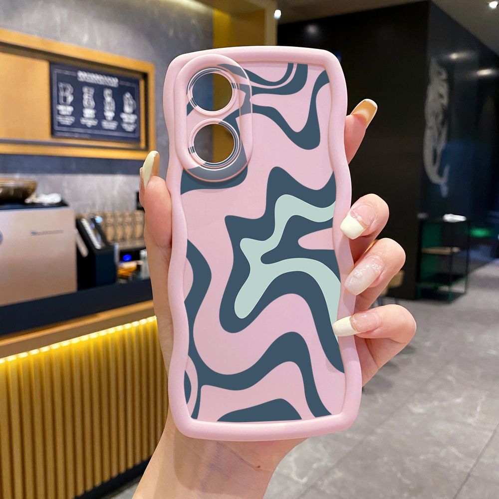 For OPPO Reno 5 6 Lite 7 8 Reno 7Z 8 Z 5F F19 F21 Pro Liquid Stripe Wave Frame Phone Case Anti Drop Cover
