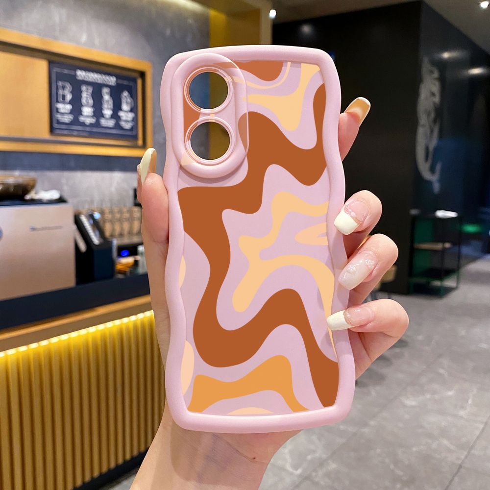 For OPPO Reno 5 6 Lite 7 8 Reno 7Z 8 Z 5F F19 F21 Pro Liquid Stripe Wave Frame Phone Case Anti Drop Cover